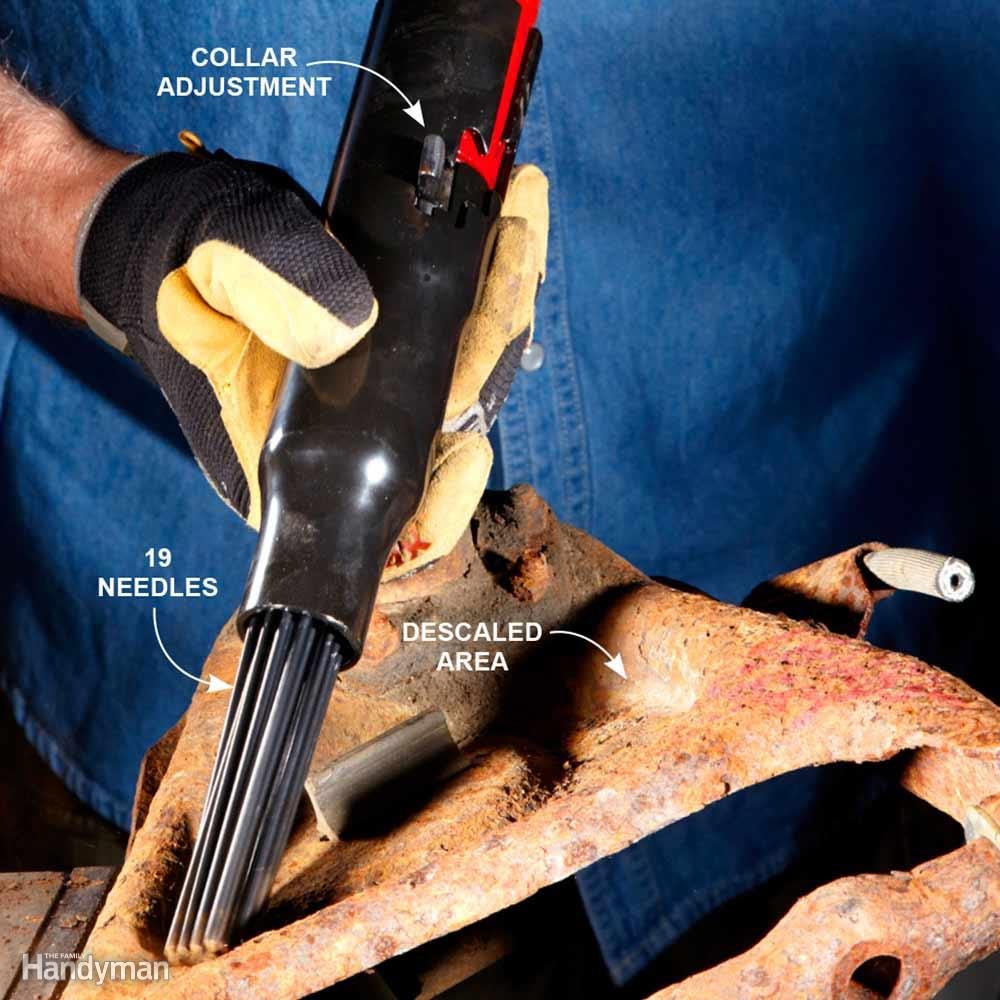 Needle Scaler Blasts Off Rust and Paint
