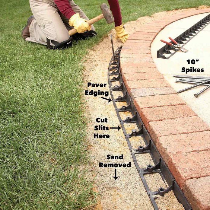 nail the edging brick pavers