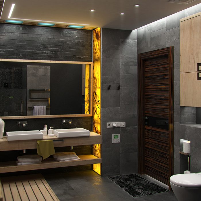 Led bathroom colorful lights modern stone