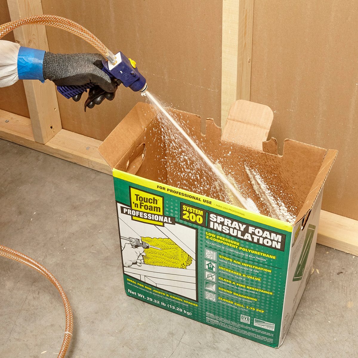 Spraying foam into a box to remove build-up | Construction Pro Tips