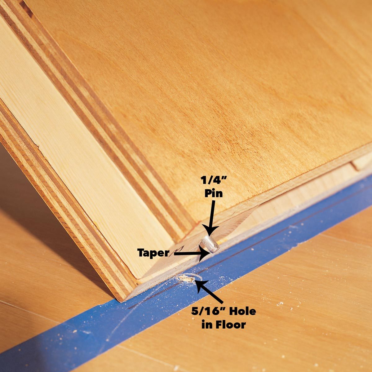 align bookcase pins with holes