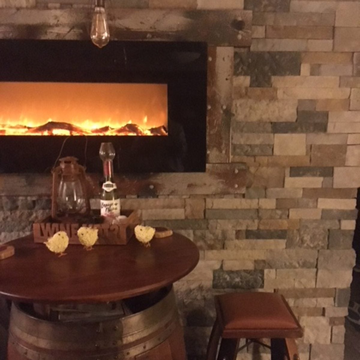 DIY faux stone accent wall