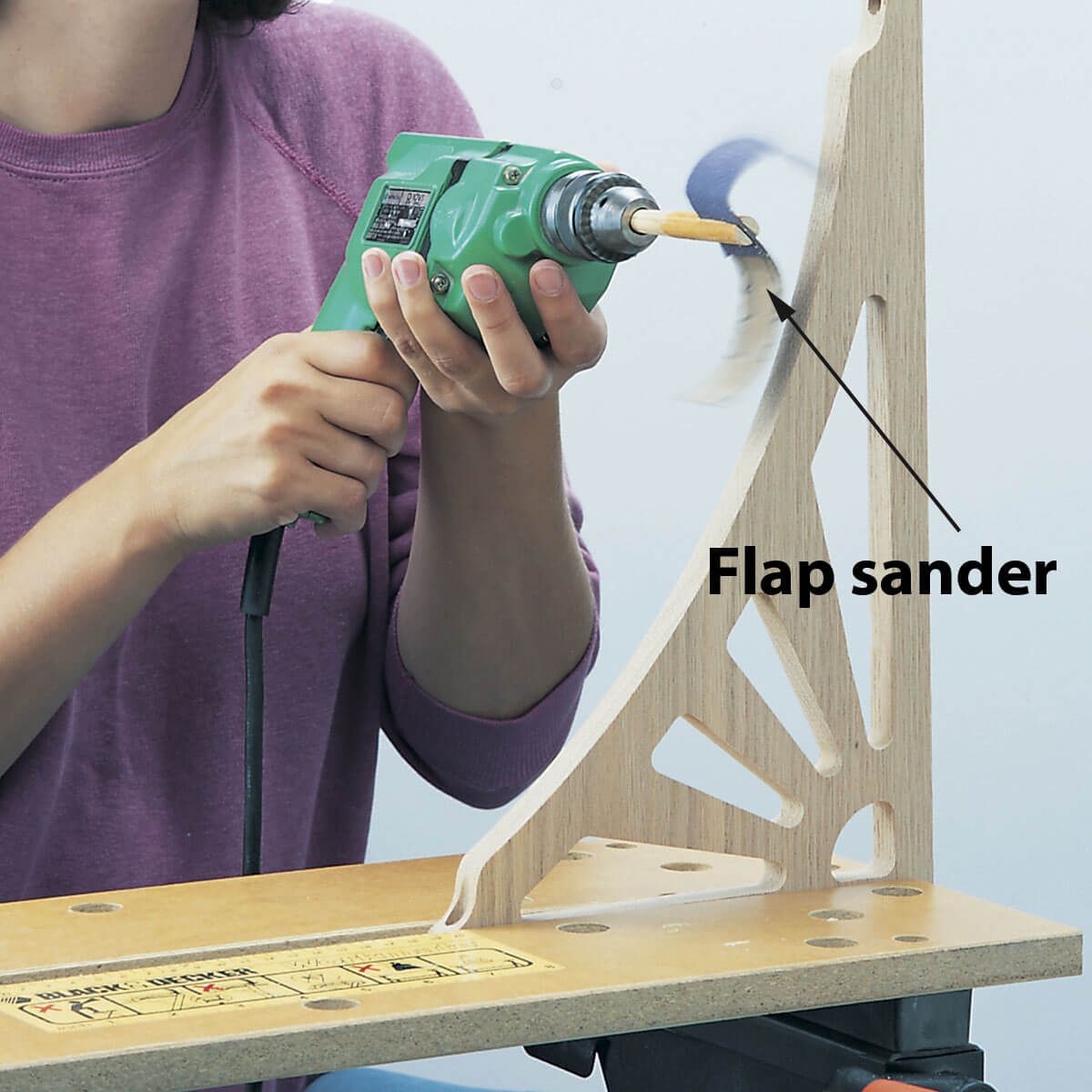 flap sander in action