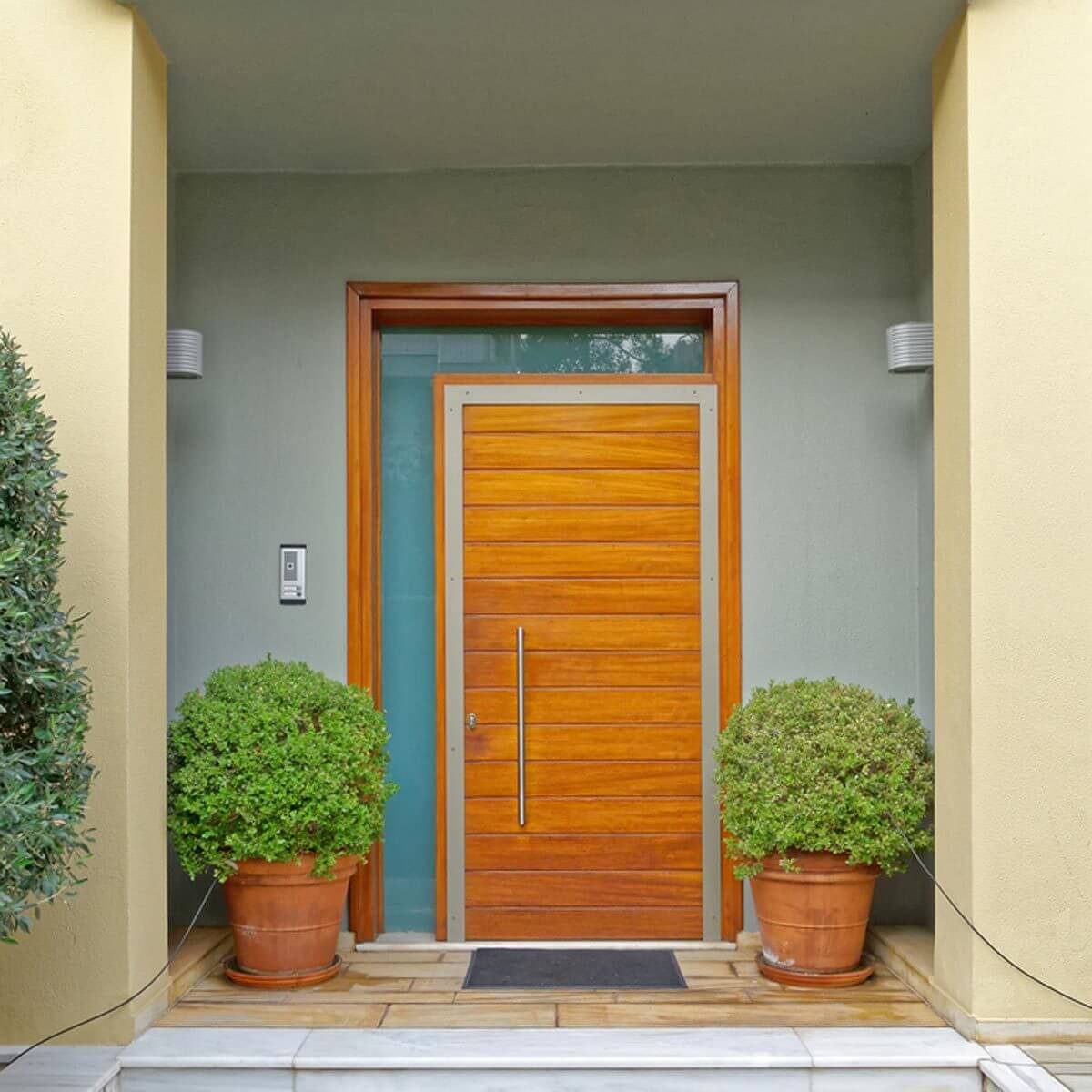Modern Wood Front Door with Frosted Glass