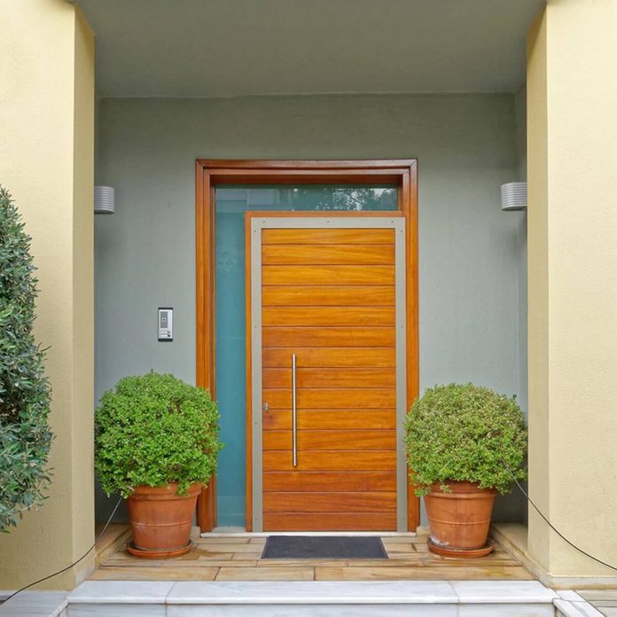 Modern Wood Front Door with Frosted Glass