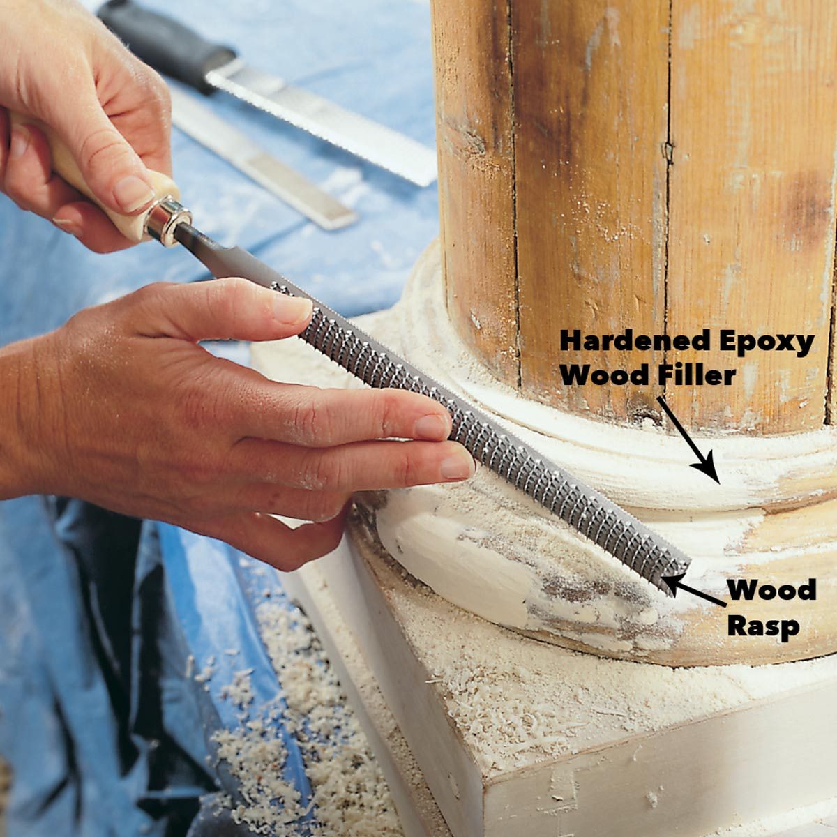 cut the exact shape with a file wood epoxy