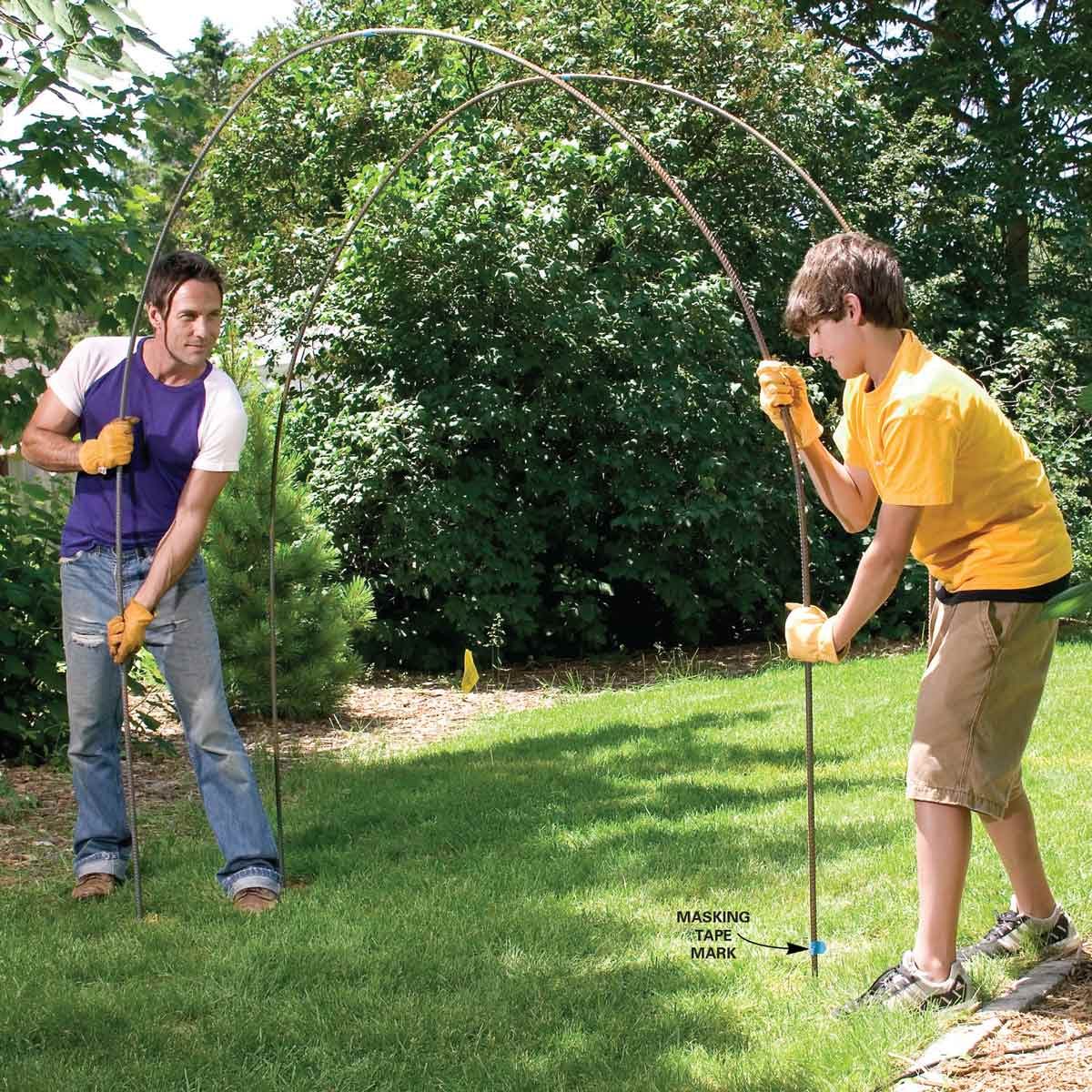 set up garden rebar trellis