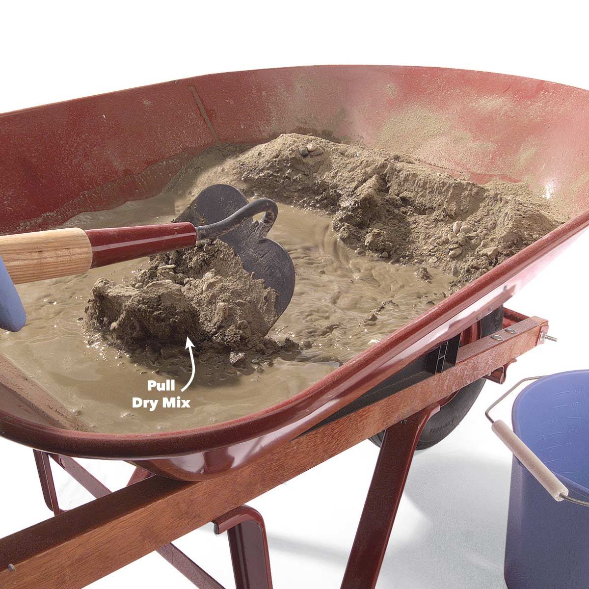 gradually wet the concrete mix