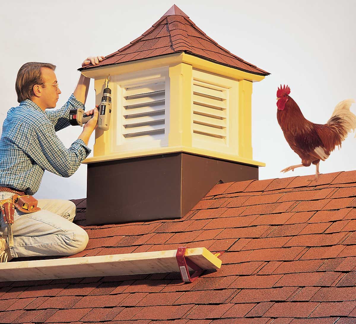 attach shed cupola to roof