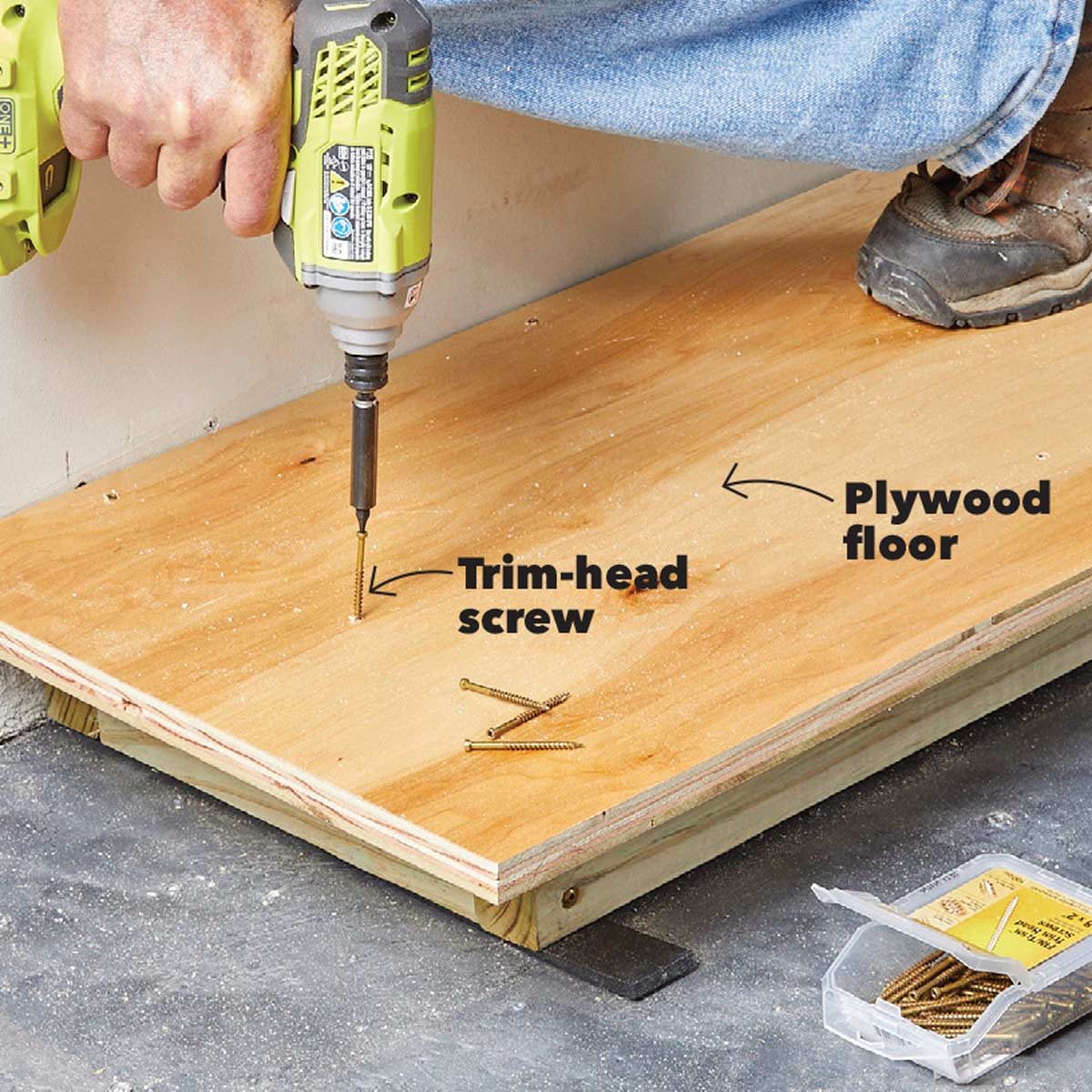 attach garage built ins to the floor