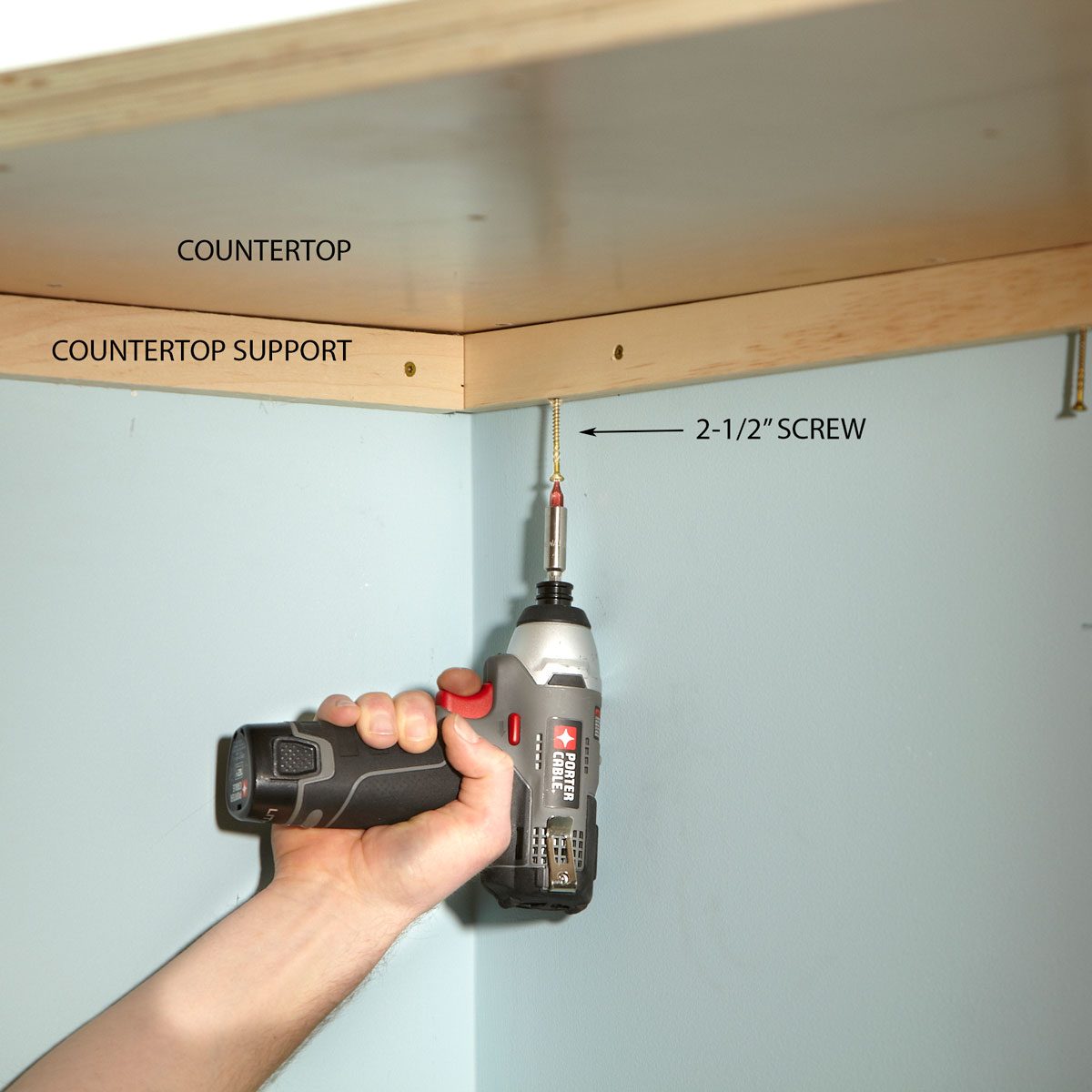 Fasten the countertop