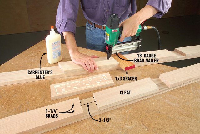 Attach the cleats to the uprights To Build A Ladder Shelf