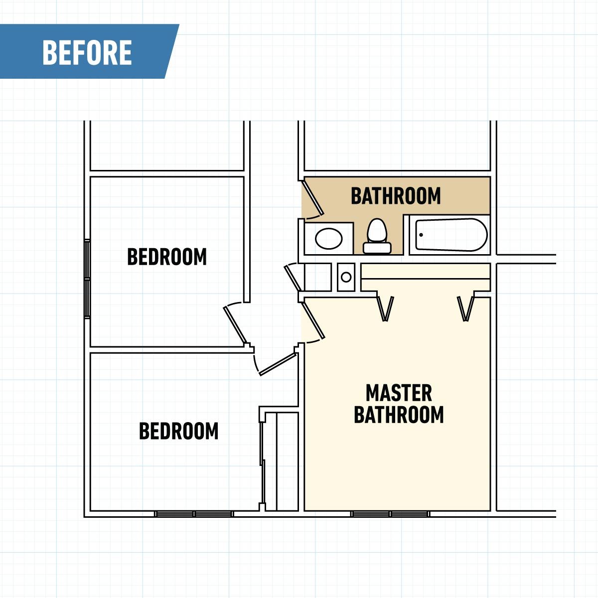 glass block bathroom before installation