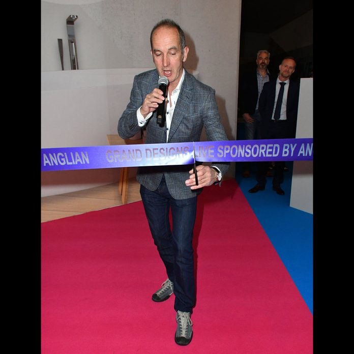 Kevin McCloud cuts a ribbon at Grand Designs Live launch, London, UK - 29 Apr 2017
