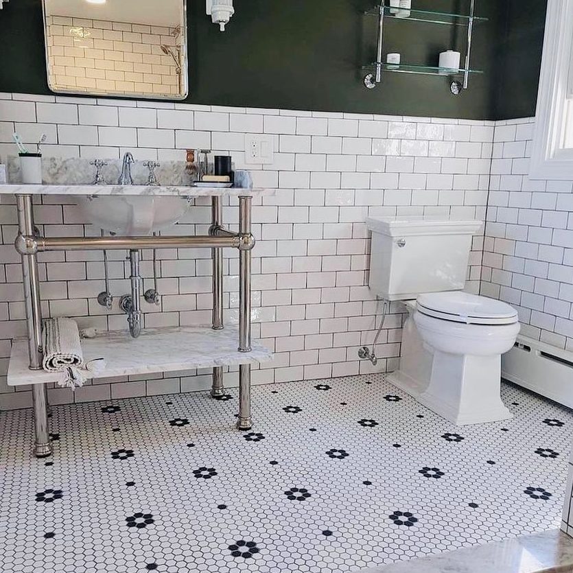 Mini Hex Mosaic Bathroom Tile