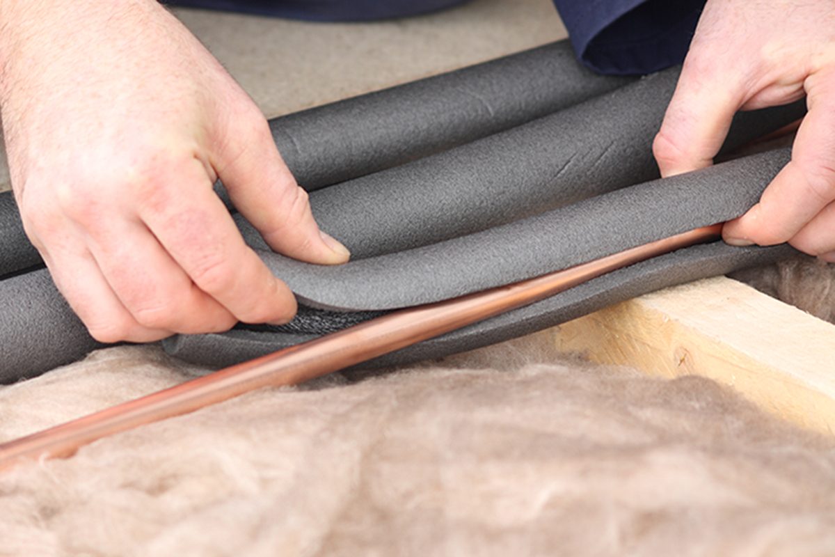 Installing Water Pipe Insulation.