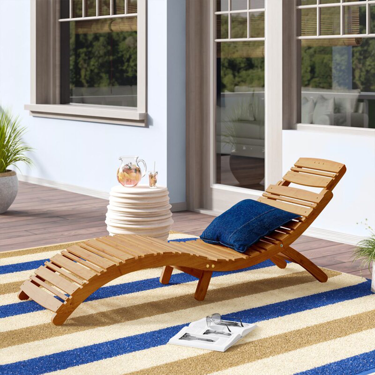 Baldesi Outdoor Acacia Chaise Lounge