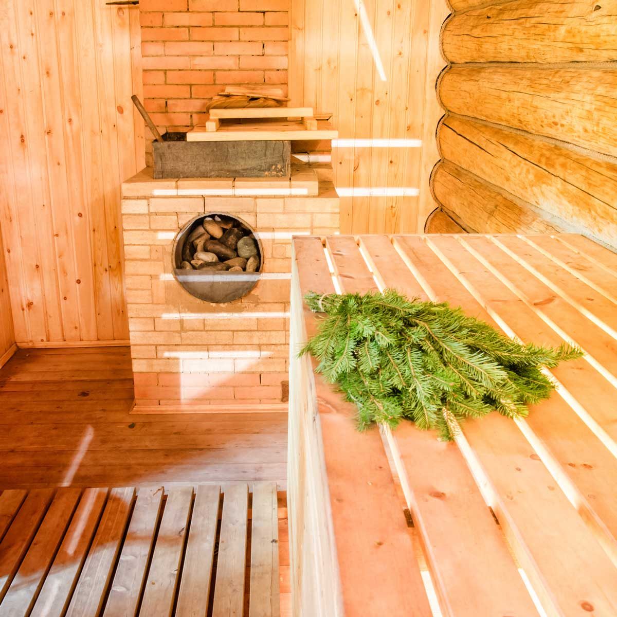 Wood burning sauna
