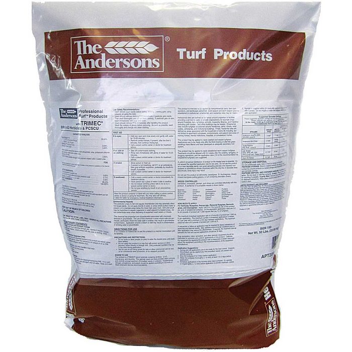 A bag of turf product is displayed, labeled with 