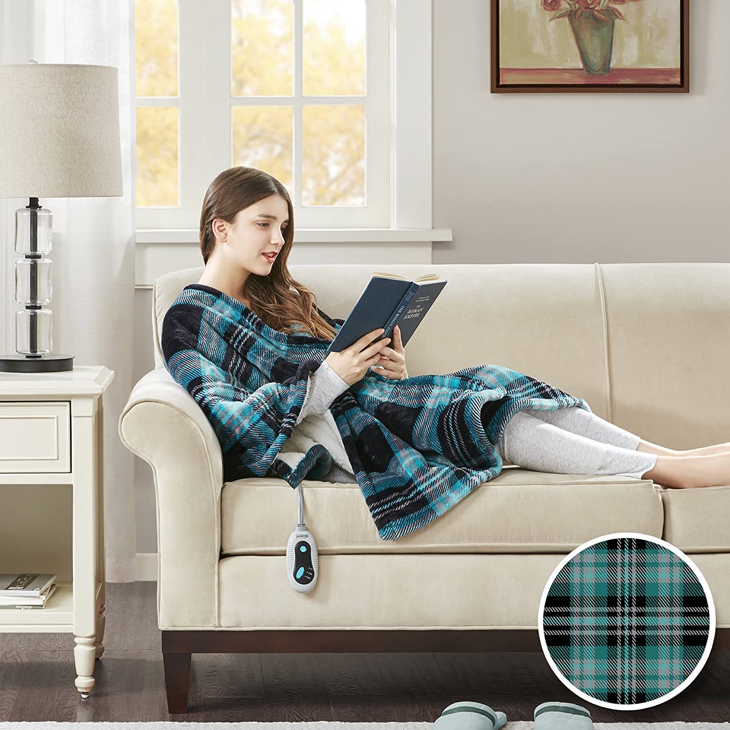 Beautyrest Sherpa Fleece Electric Poncho Blanket