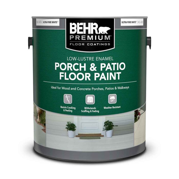 A green paint can labeled 