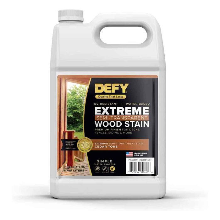 A white container labeled 