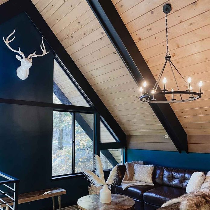 cabin walls wood panel dark paint