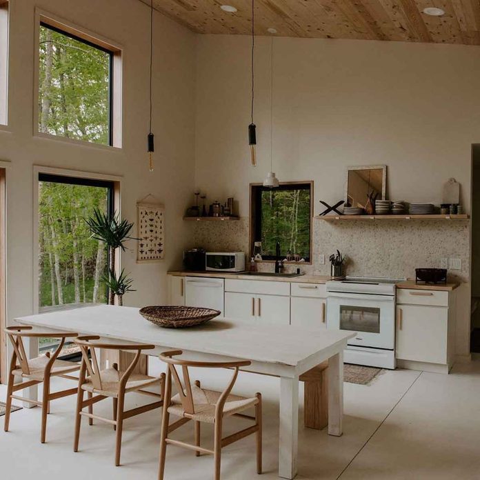 bright white kitchen cabin