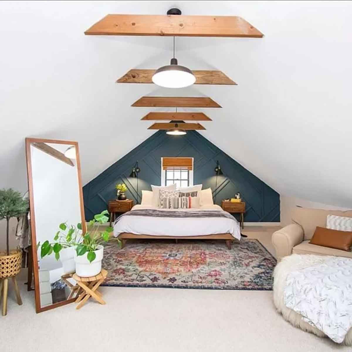 attic bedroom wooden beams