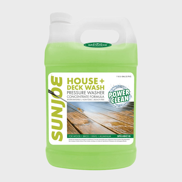 A green container labeled 