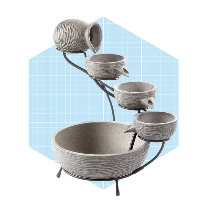 Solar Fountain Cascading Birdbath