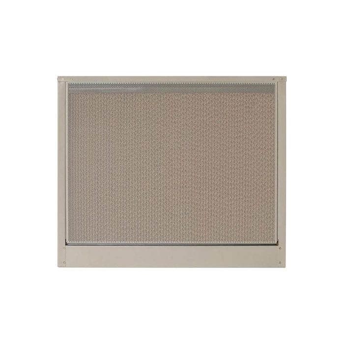 A rectangular air filter sits flat; it