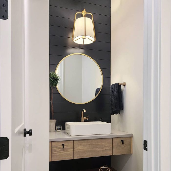 Black Shiplap in half bathroom