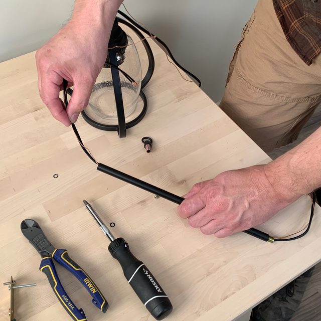 step two of installing a pendant light