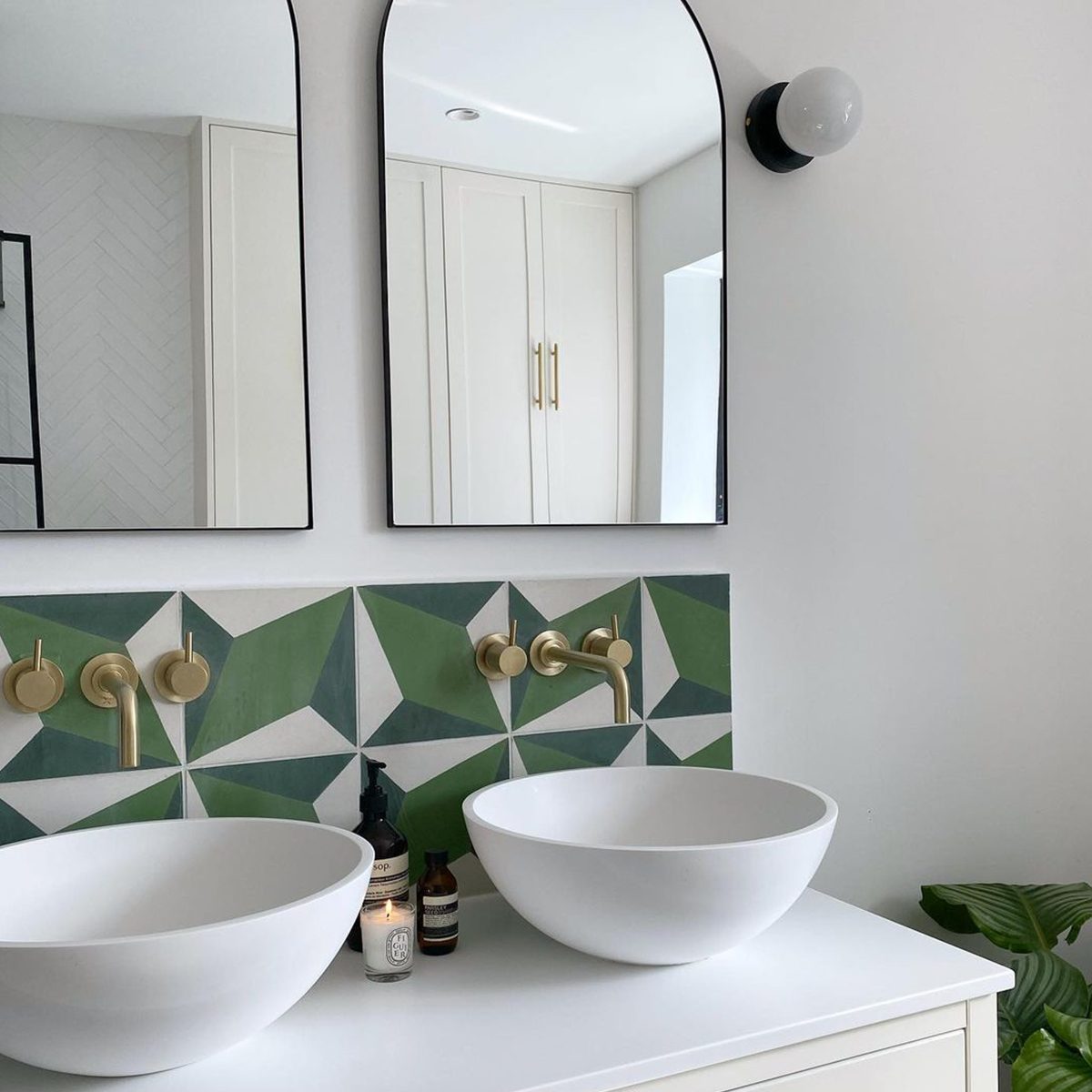 Geometric Tile In Bathroom