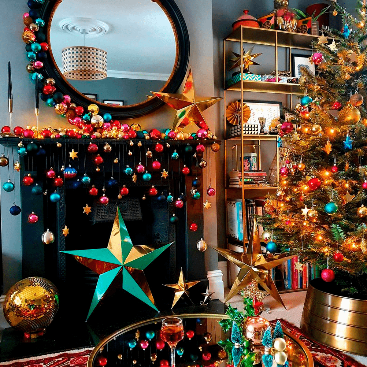 Rainbow Christmas Fireplace