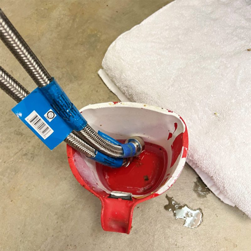 Test flow of water from hot and cold hoses