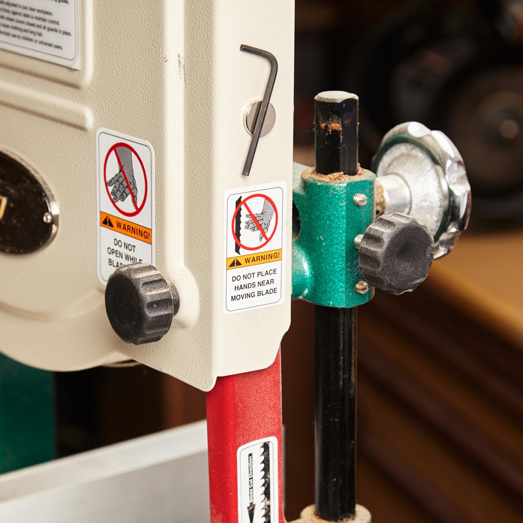 power tool with a magnet holding an Allen wrench