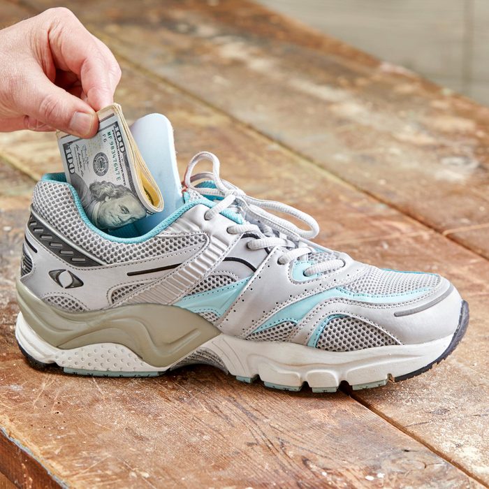 hiding money in a sneaker