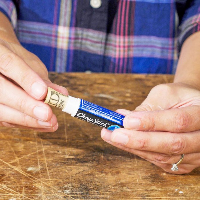hiding money in an empty chapstick tube