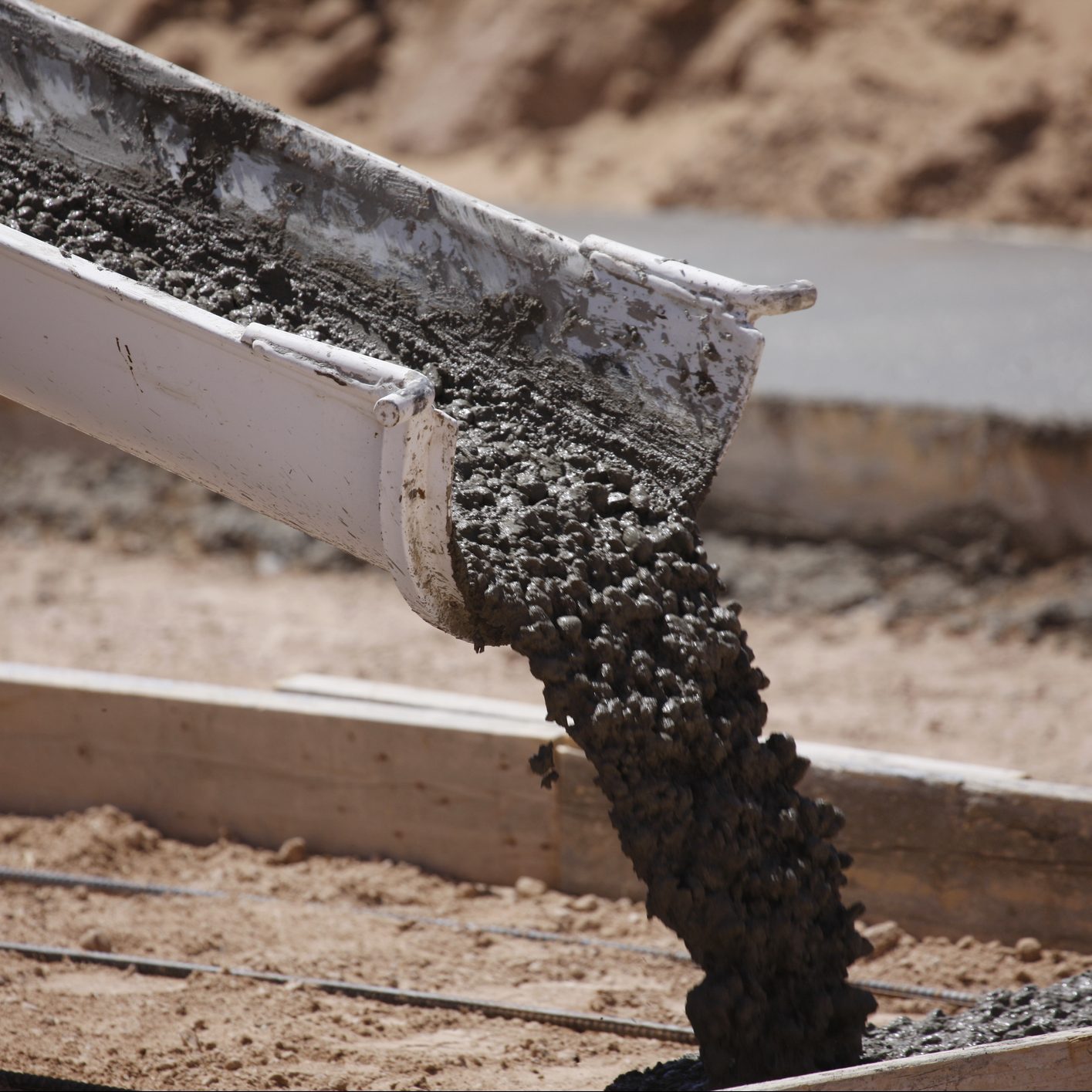 Cement Pouring from a Mixer Truck Chute