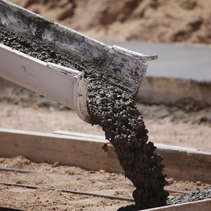 Cement Pouring from a Mixer Truck Chute