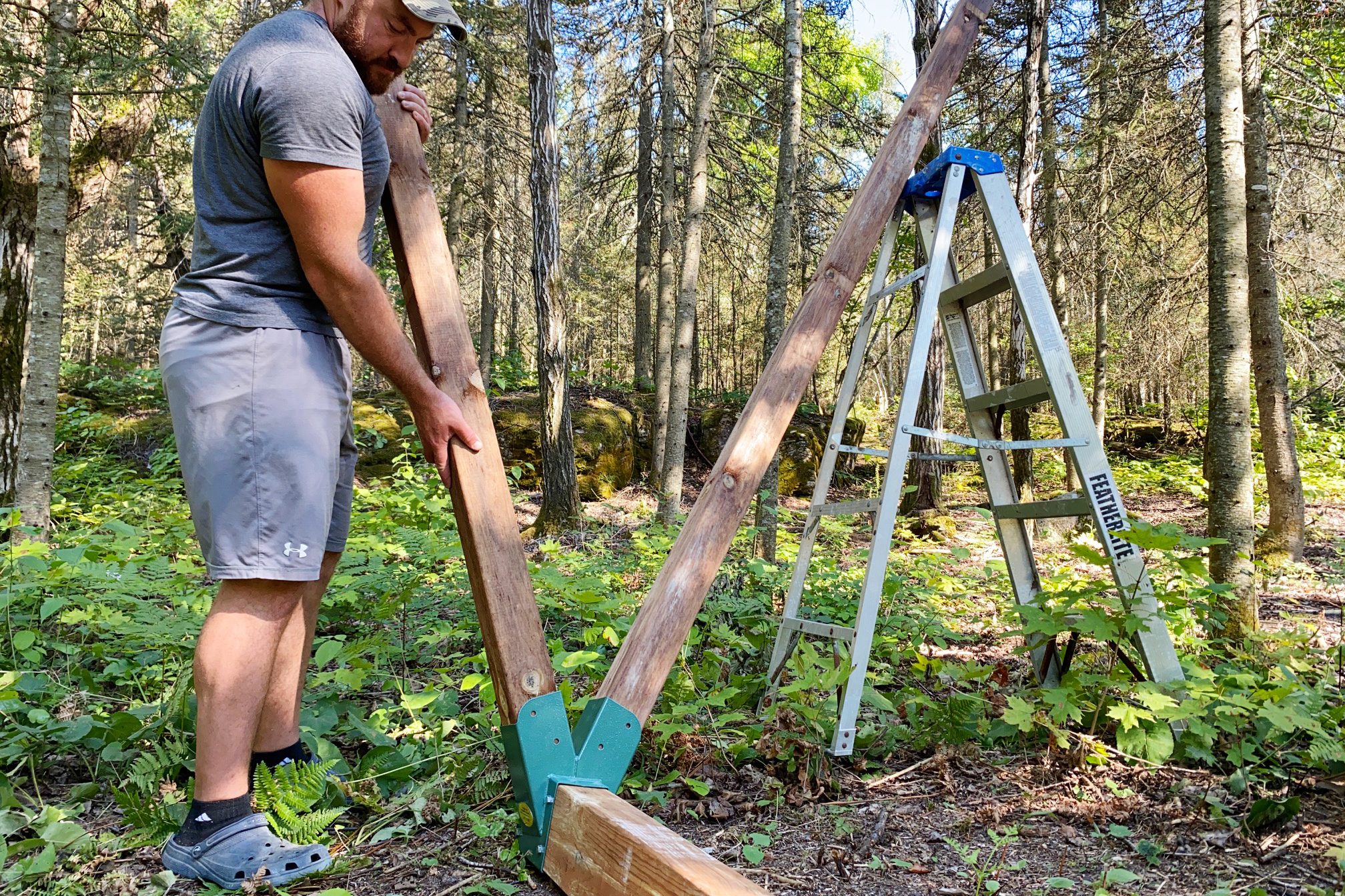 Insert Legs into brackets for swing