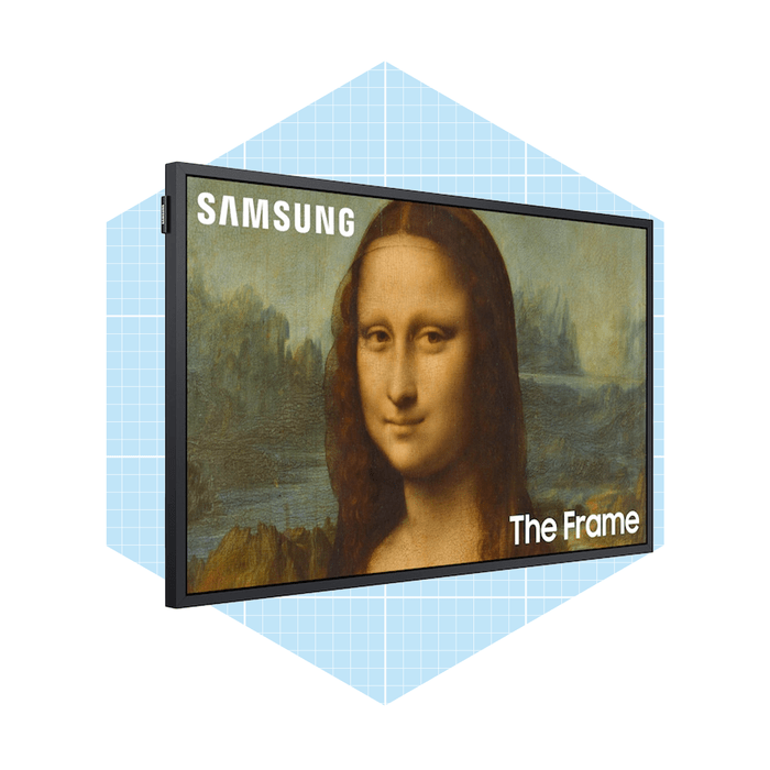 A digital frame displays the Mona Lisa painting, showcasing Samsung