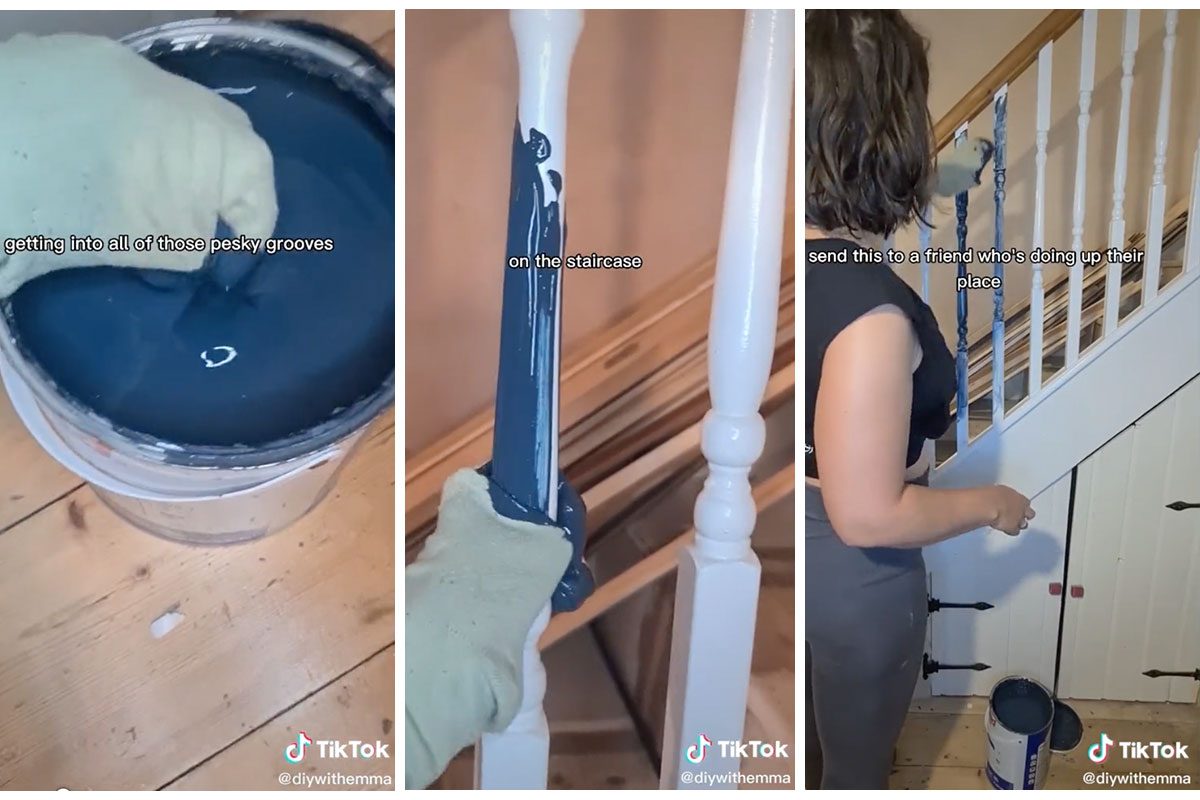 How to Paint Stair Spindles with a Sock