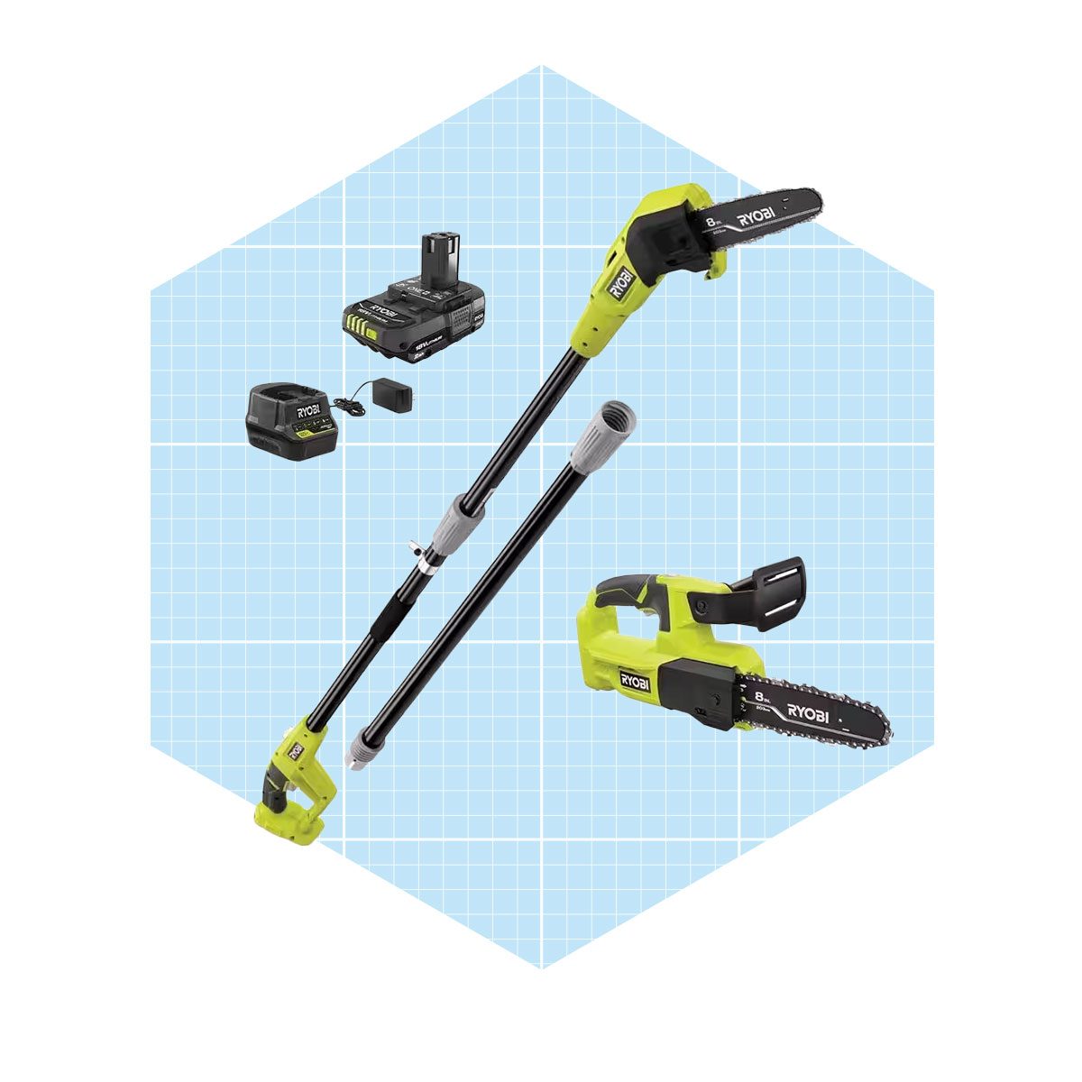 Ryobi One+ 18v Cordless Battery Pole Saw And Pruning Saw Combo Kit