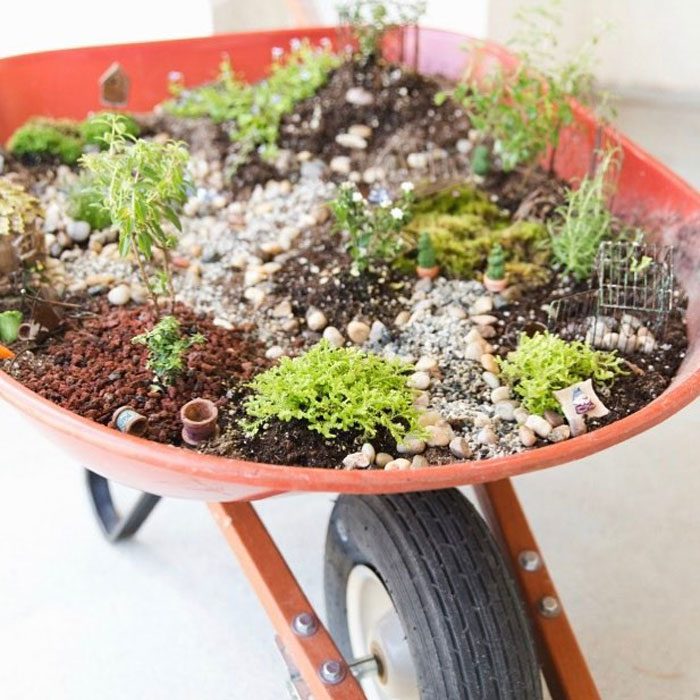 Wheelbarrow Fairy Garden