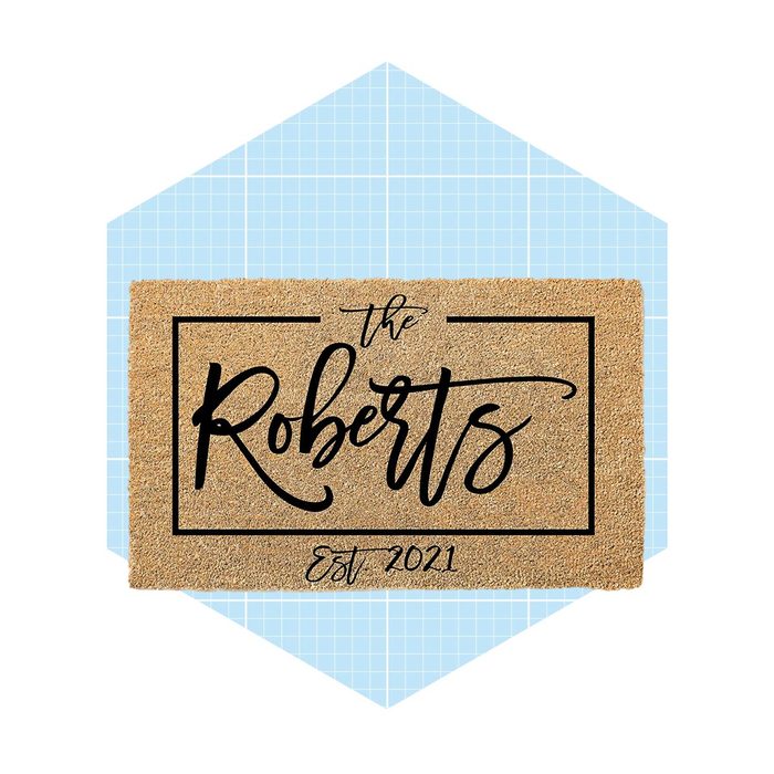 A welcome mat displays 