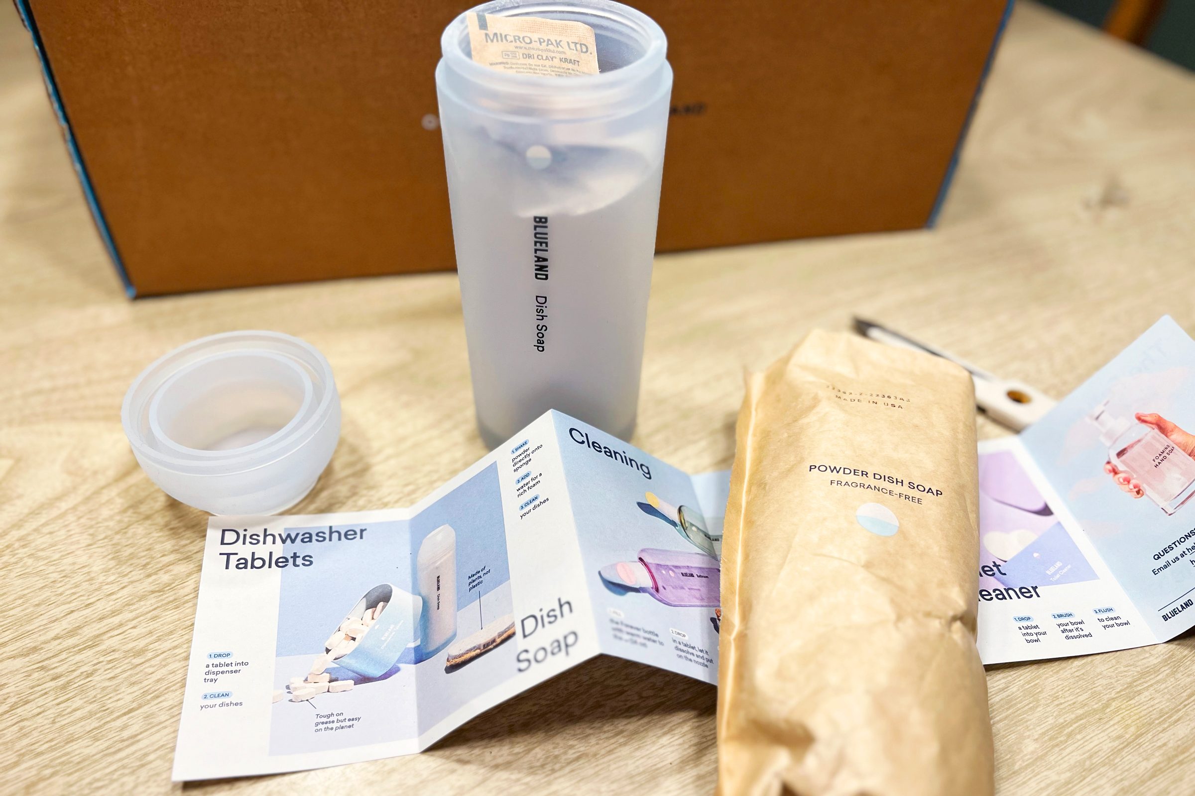 reading instructions for the Blueland Cleaning Kit