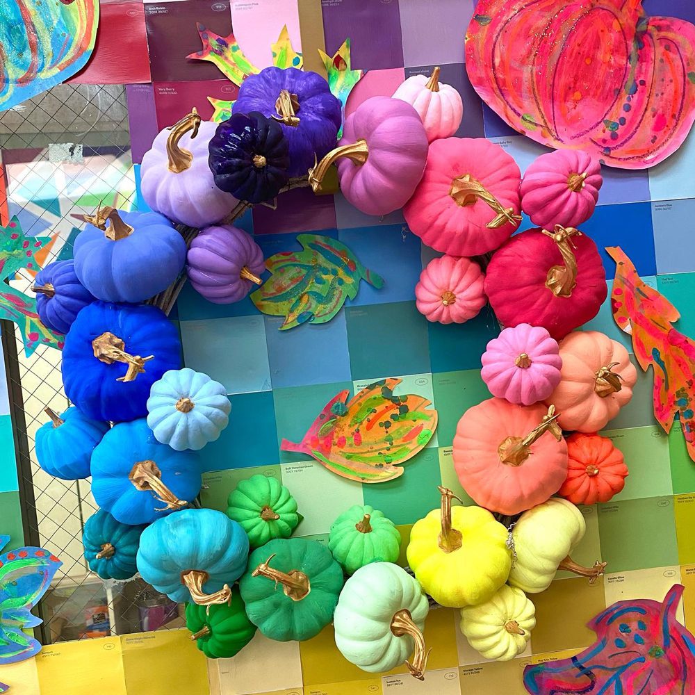 Rainbow Pumpkin Wreath Courtesy Gaynorlubo Instagram